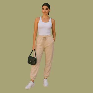 ✨ Missguided Petite Neutral Fleece-Lined Jogger Sweatpants (US 4 / UK 8)